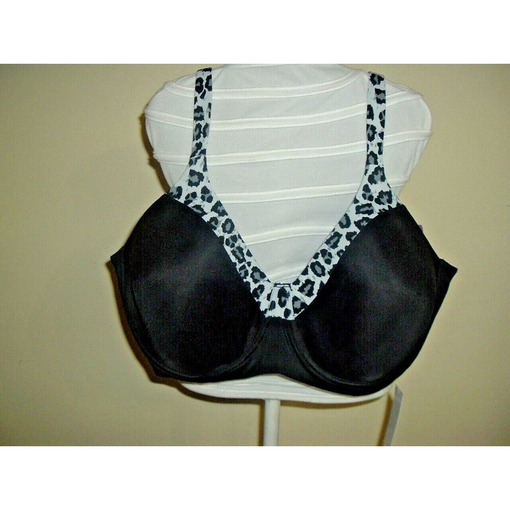 New Leading Lady Plus Size 50DD Black, Leopard Bra Wide Band Adjustable Straps